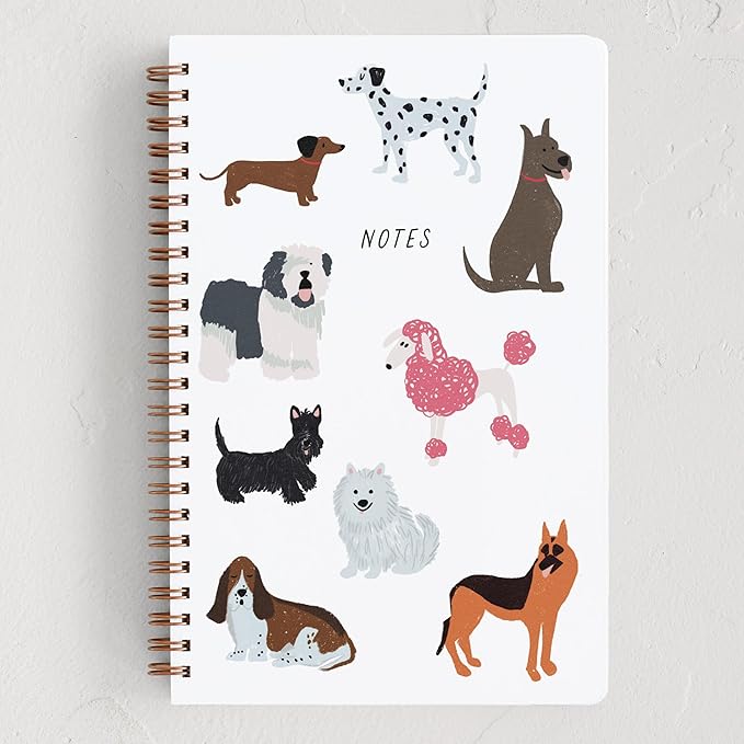 Minted Pooches Gracias Notebook, Writing Journal for Notes & Journaling, Durable Paper Cover, Modern, Colorful & Simple Spiral Bound Journal Notebook with 160 Lined Pages, 5.5" x 8.5"
