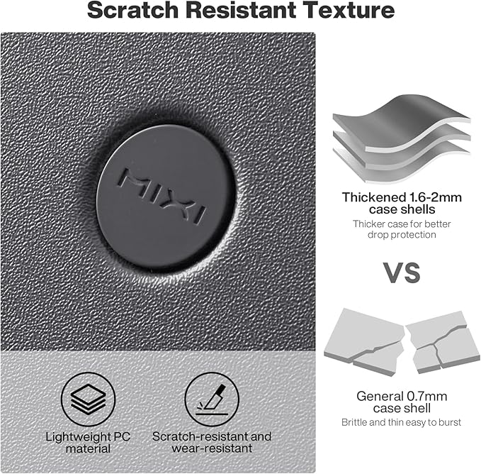 mixi 24 Inch Large Expandable Checked Luggage Suitcase with Spinner Wheels, Hardside Rolling Travel Suitcase PC with TSA Lock, Rock Gray