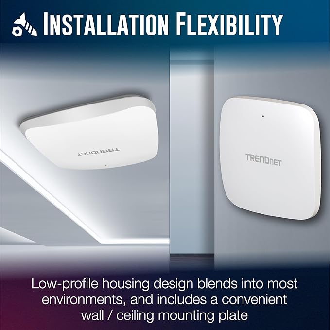 TRENDnet AX3000 Dual Band WiFi 6 PoE+ Access Point, TEW-923DAP, 1 x 2.5GBASE-T PoE+ LAN Port, OFDMA and MU-MIMO Technology, 2402Mbps (5Ghz), 573Mbps (2.4Ghz), WPA3 Ecryption, White