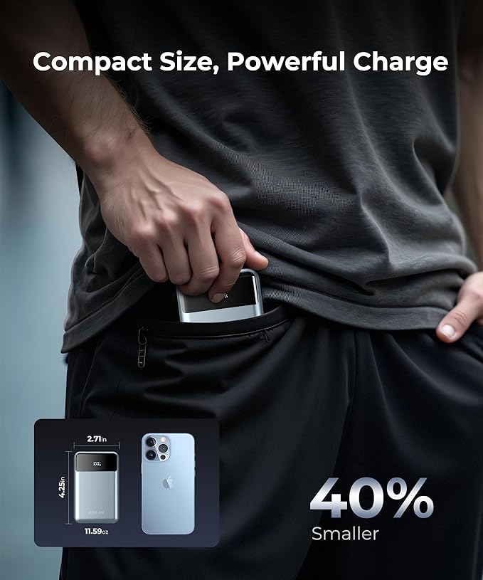 Portable-Charger-Power-Bank Travel Essentials Battery Pack USB C 30000mAh Built in Cable 22.5W Phone Fast Charging Powerbank Compatible with iPhone 16 15 14 13 12 11 iPad Samsung Google Xiaomi