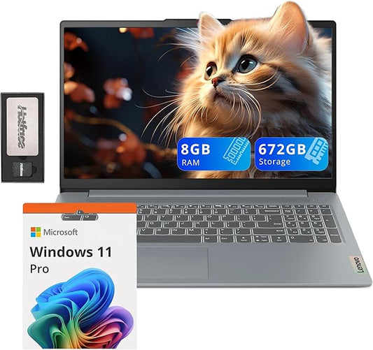 Lenovo IdeaPad Slim 3i 15.6" FHD Laptop, Intel i3-N305, 8GB LPDDR5, 672GB Storage (512GB SSD + 160GB Docking Station Set), Intel UHD Graphics, Numeric keypad, Dolby Audio, Wi-Fi 6, Win 11 Pro, Gray