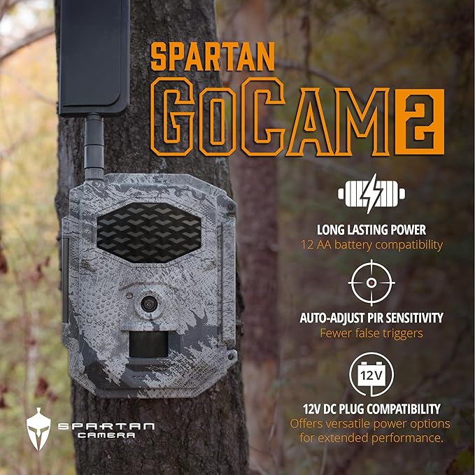 Spartan Camera 2025 Upgrade 2 Pack GoCam2 Cellular APP Control Trail Camera, 4G LTE, 1080P Video, FHD Photos, No Glow, Night Vision, Motion Activated, IP65 Water Resistant(Spartan Areus,Multi-carrier)