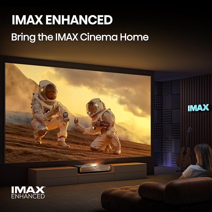 Hisense L9Q Ultra Short Throw Triple Laser Projector, 4K UHD, 5,000 ANSI Lumens, 5000:1 Contrast, 80” - 200”, Dolby Vision & Atmos, IMAX Enhanced, Google TV, Pantone Validated, Sound by Devialet