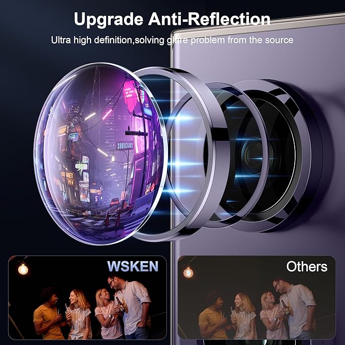 WSKEN for Samsung Galaxy S24 Ultra Camera Lens Protector, Ultra Thin Scratch Resistant 9H Tempered Glass with Aluminum Metal Circle Camera Screen Protector Cover Accessories, Violet