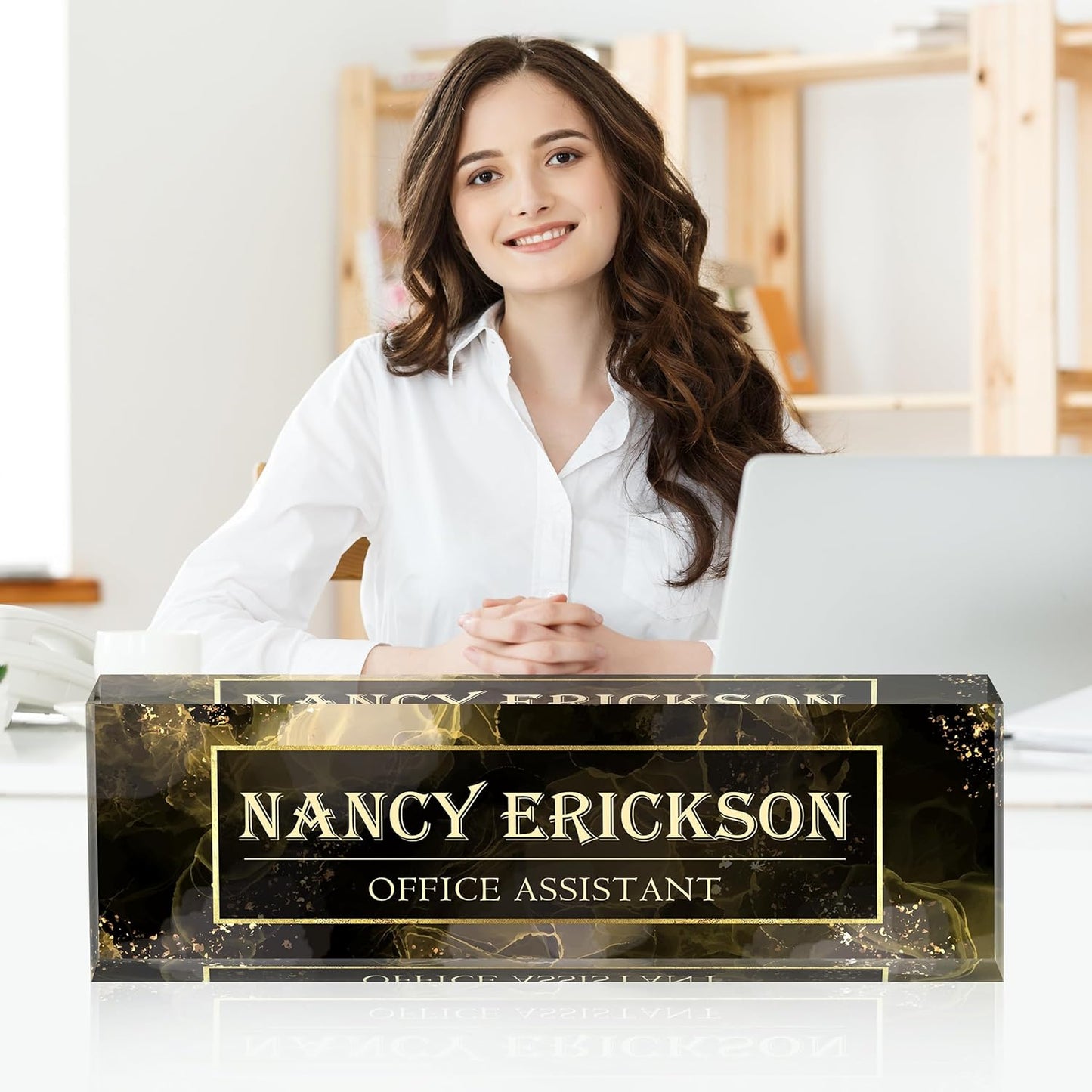 Acrylic Name Plate Personalized, Teacher Name Plates for Desks Classroom, Gifts for Teacher Boss Employee Appreciation Office Desk Decor (Gothic)