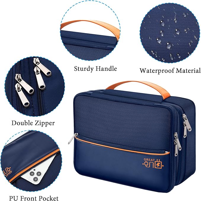 Electronic Organizer Travel Case, Travel Cord Organizer Case Portable Waterproof Cable Organizer Bag for Charger, Cord, USB, Power Bank, Earphone