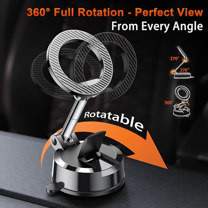 for MagSafe Car Mount Magnetic Dash Mounted Phone Holders for Car Phone Holder Mount 360°Rotatable & Foldable Windshield Dashboard Phone Mount Cell Phone Cradles Fit for iPhone 16 15 14 13 12 series