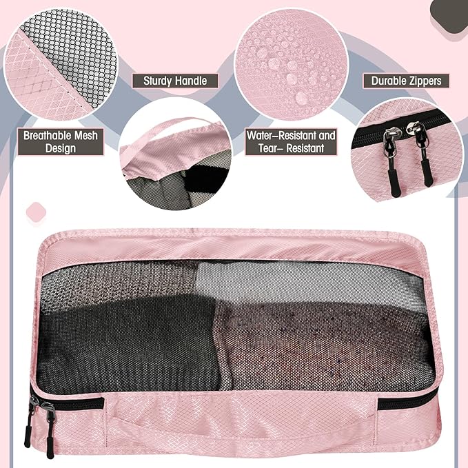 5 Pcs Packing Cubes for Suitcase Large Travel Cubes Carry on Luggage Organizer Bags for Clothes Accessories(L,Morandi)