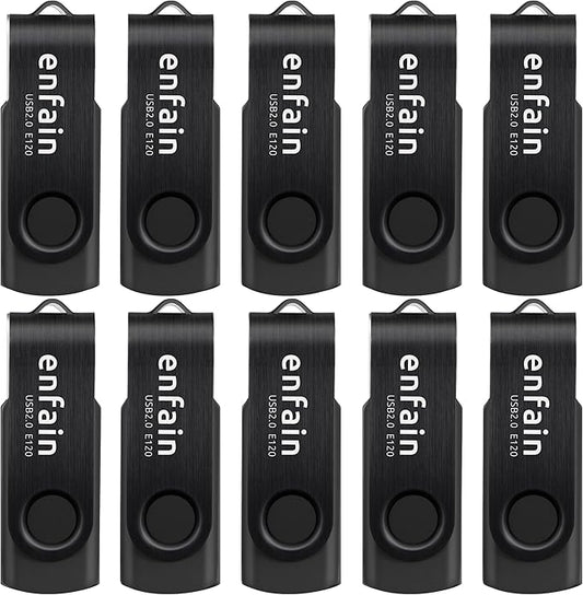 Enfain 10-Pack of 32GB USB 3.0 Flash Drives Write Speed Up to 25MB/S Read Speed Up to 90MB/S (All Black)