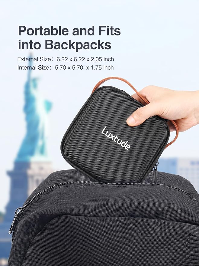 Luxtude Electronic Organizer Travel Case, Small Charger Organizer, Hard Tech Bag, Portable Tech Organizers, Cord & Cable Storage, Compact Electronics Cases for Mouse/SD Card/Cords/Chargers