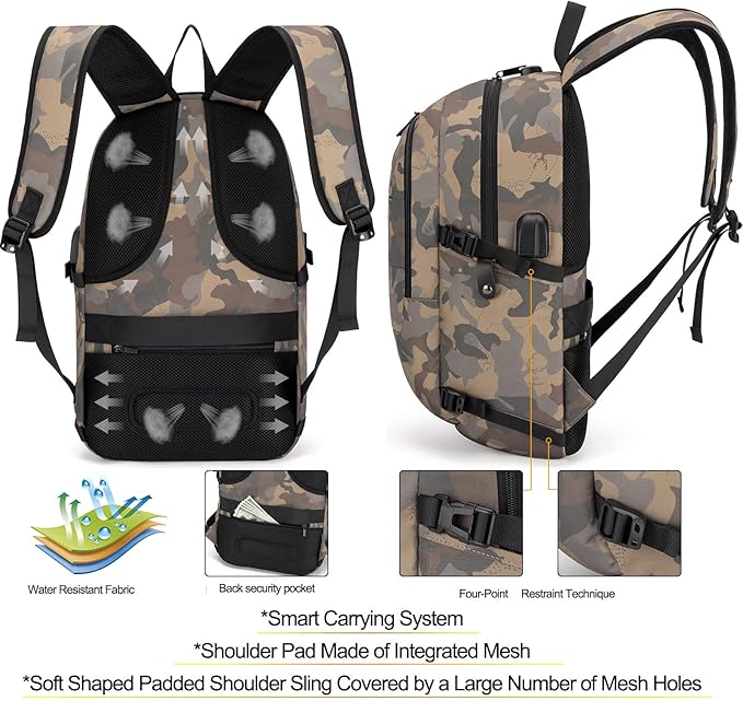 Tzowla Travel Laptop Backpack Water Resistant Anti-Theft Bag with USB Charging Port and Lock 15.6 Inch Computer Business Backpacks for Women Men Gift,Bookbag Casual Daypack