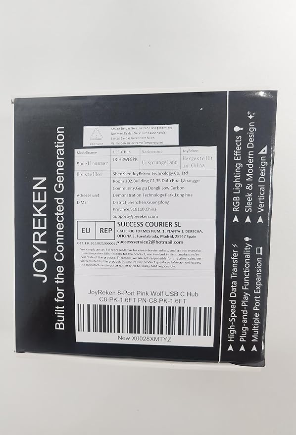Pink USB C Hub, 8-in-1 Type C Hub with 4K HDMI, 100W Power Delivery, 5Gbps USB-C, 3xUSB-A 3.0, SD/TF Card Reader, RGB Lighting, Pink Dock for MacBook Air/Pro, iPad, iPhone16, Surface, XPS, etc.