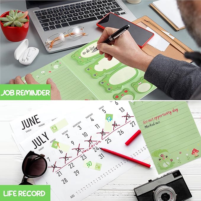 I Just Really Like Frogs Sticky Notes Set, Cute Sticky Notepads Cartoon Frogs Self-Stick Notes Pads Animal Sticky Notes Divider Tabs Writing Memo Pads for Frog Lovers Office School Supplies