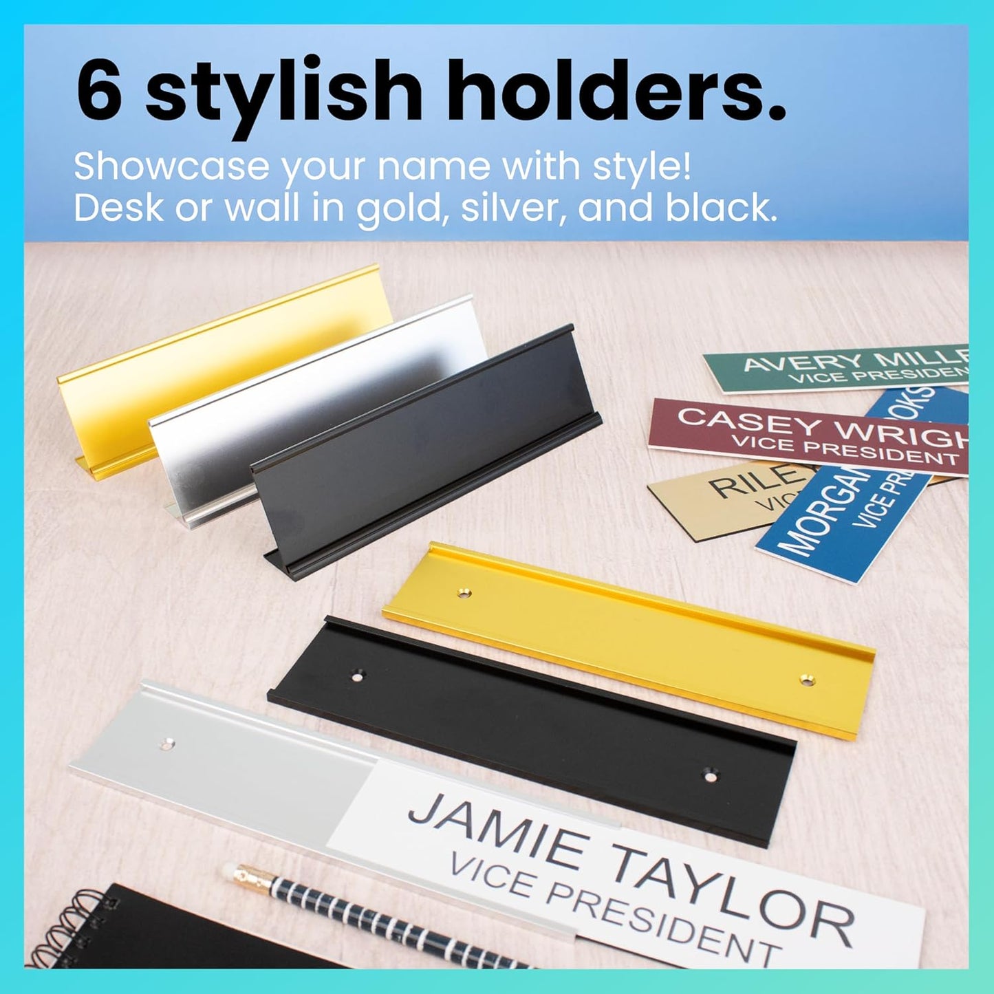 ExcelMark 2" x 10" Custom Engraved Name Plate with Square Corners