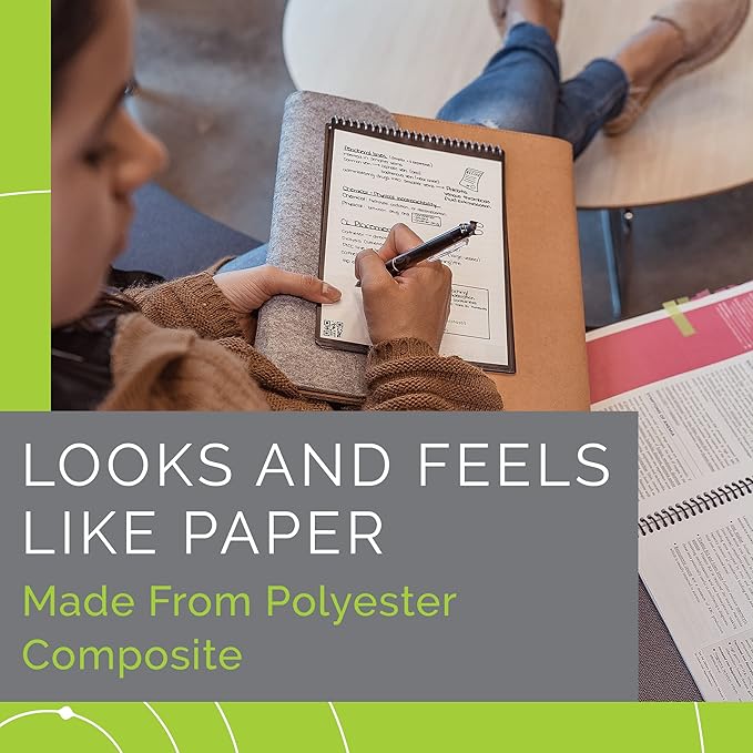 Rocketbook Smart Reusable Notebook, Flip Executive Size Spiral Notebook, Infinity Black, (6" x 8.8"")