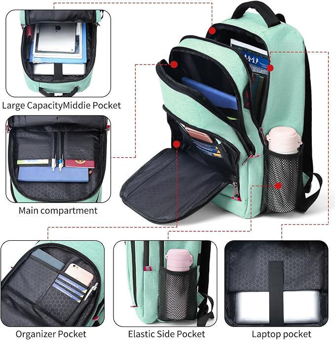 Travel Laptop Backpack, Anti Theft Backpack for Men and Women with USB Slit Business Computer Backpack Bag (Green, 15.6 Inch)