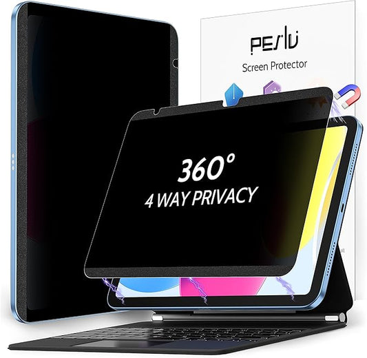 4 Way Magnetic Privacy Screen Protector for iPad 10th Gen 2022 10.9" & iPad 11th Gen A16 2025 11", Removable 360 Spy Private Filter, Anti Blue Light Glare Bubble-Free Black Security Protector