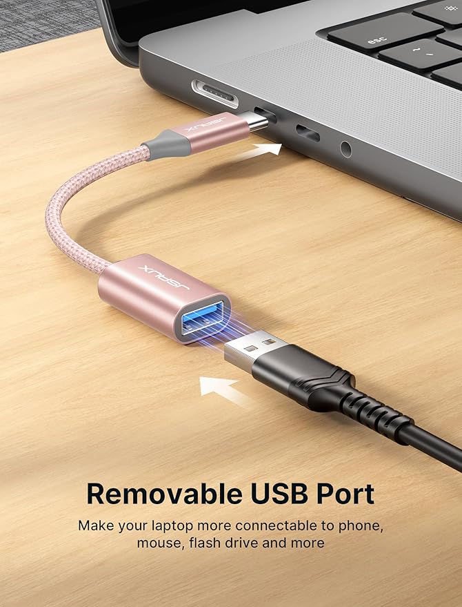 JSAUX USB C to USB 3.0 Adapter [2 Pack], USB C Male to USB Female OTG Cable Adapter Compatible with MacBook Pro/Air, iPhone 17 Pro Max/iPhone Air/16e/16/15 Series, Samsung Galaxy S25/S24/S23-Pink