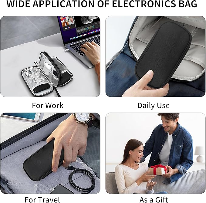 SUNRISING Travel Electronic Organizer Bag - Portable Waterproof Double Layer Large Capacity Storage Case for Charger, Cables, Phone, Earphone, Flash Drive & More Travel Essentials (Black)