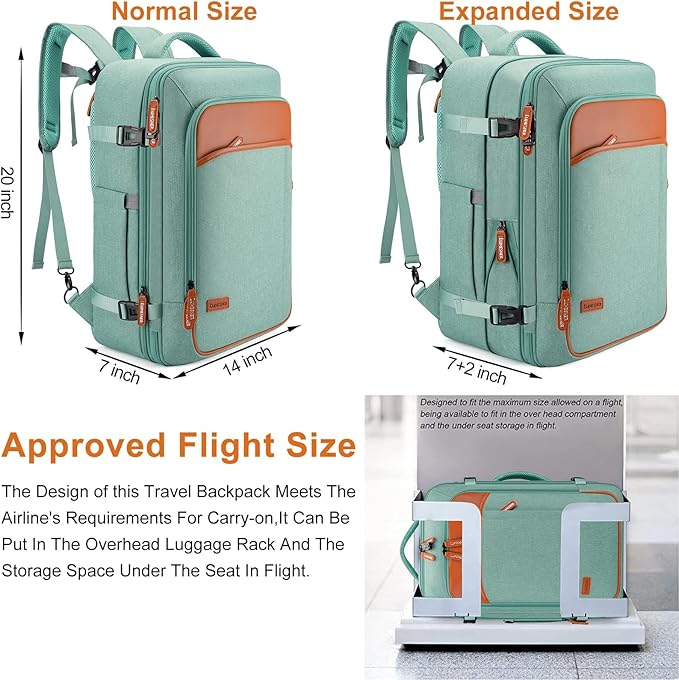 Travel Laptop Backpack,42L Carry on Luggage, Flight Approved Expandable Backpack,Business Anti Theft Weekender Bags for Women Men, Water Resistant Expandable Backpacks With 4 Packing Cubes