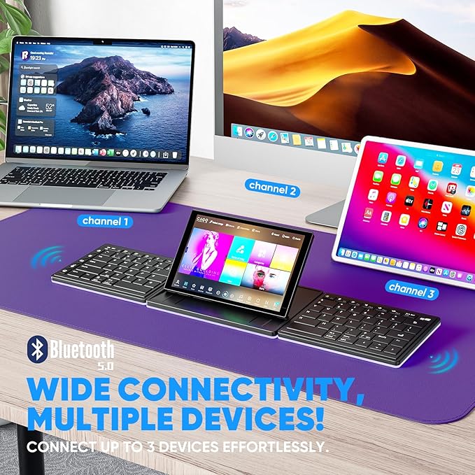MP Mobile Pixels Tetra Keyboard with 8" Touchscreen, Customizable Hotkeys Wireless Ergonomic Keyboards, 3 Modular Layouts, Bluetooth Connectivity, USB-C Charging, Portable Keyboard for Windows/Mac