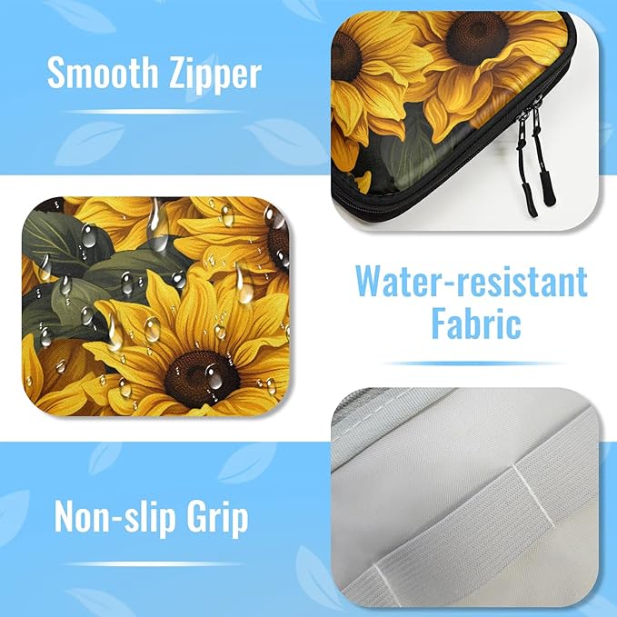 Sunflowers Electronics Travel Organizer Case, Tech Accessories Cable Storage Bag for Cords, Charger, Phone, Hard Drive