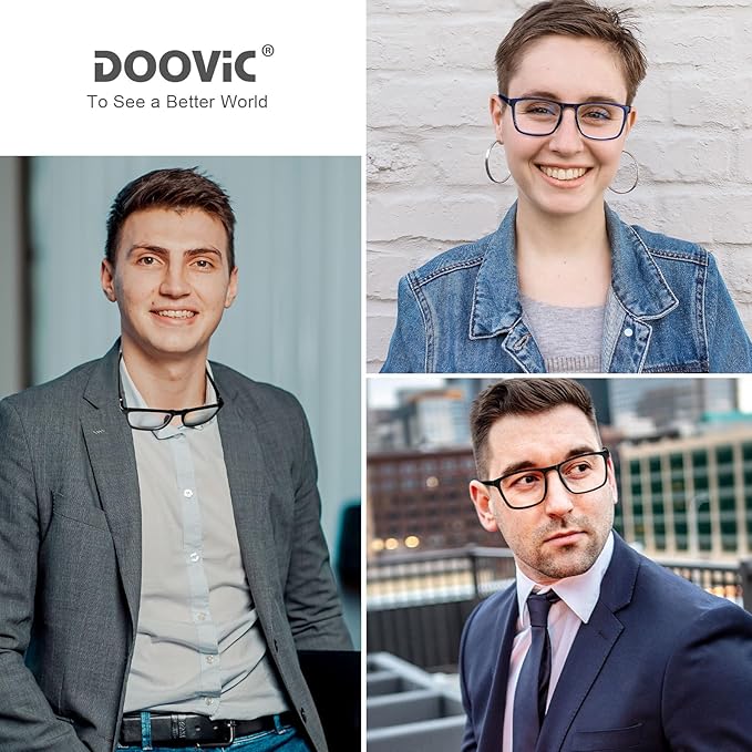 DOOViC 2 Pack Reading Glasses for Women Men TR90 Flexible Lightweight Anti Eyestrain Blue Light Blocking Computer Readers
