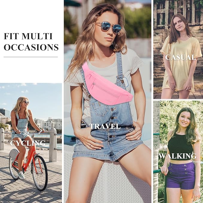 MAXTOP Large Crossbody Fanny Pack with 4-Zipper Pockets,Gifts for Enjoy Sports Festival Workout Traveling Running Casual Hands-Free Wallets Waist Pack Phone Bag Carrying All Phones