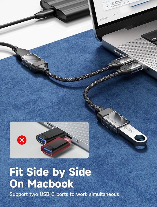 JSAUX USB to USB C Adapter [2 Pack], USBC OTG Compatible with MacBook Pro/Air, iPhone 15 Pro Max, Samsung Galaxy S24/S23/S22/S21 and More USB C Devices-Crystal Black