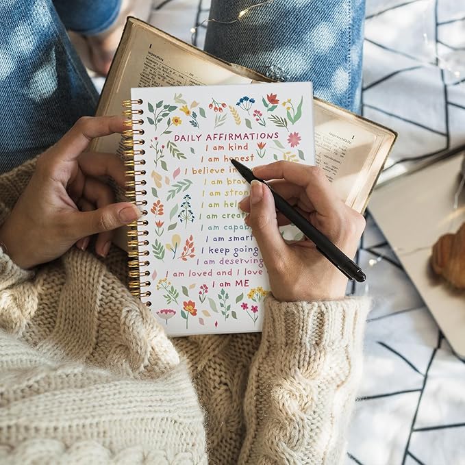 Wheatwin Positive Affirmations Gifts, Daily Affirmations for Women, Inspirational Gifts for Women Girls Teen, Motivational Floral Wildflower Notebook Journal, 5.5x8.3