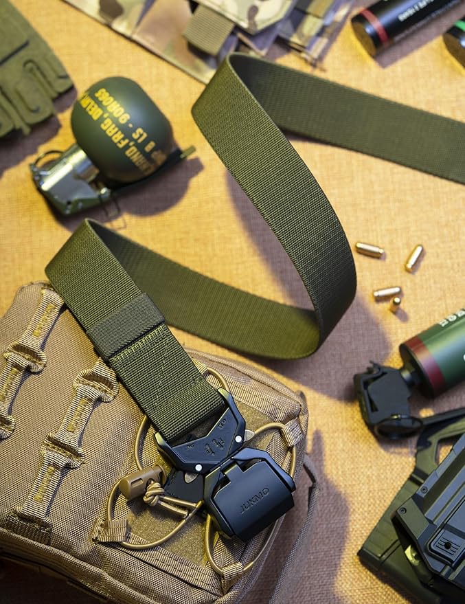 JUKMO Tactical Belt, Military Hiking Rigger 1.5" Nylon Web Work Belt with Heavy Duty Quick Release Buckle