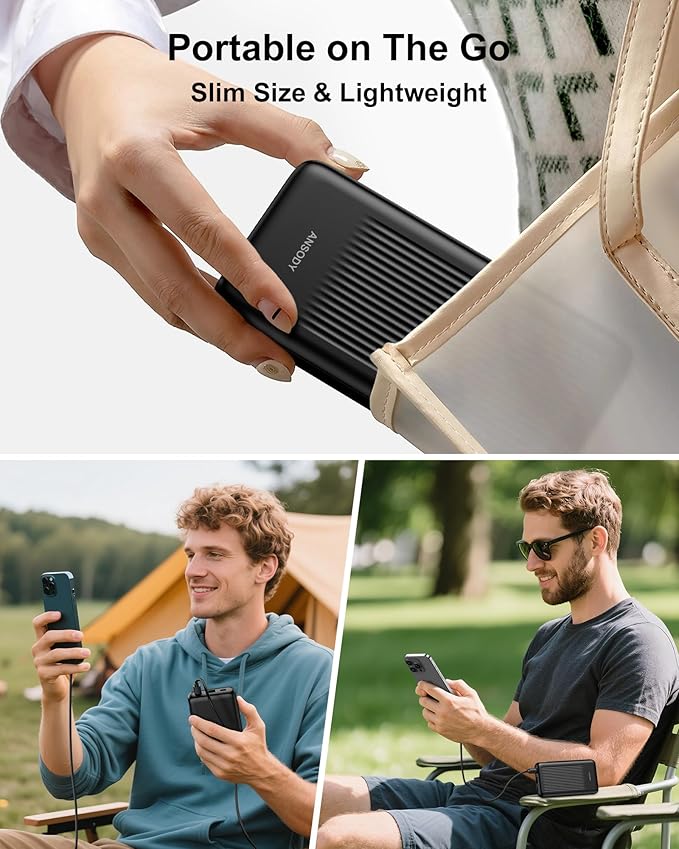 2-Pack 10000mAh Power Bank Fast Charging, 22.5W Compact USB C Portable Charger with 2 Outputs & 2 Inputs, LED Display Battery Pack Compatible with iPhone Samsung iPad Tablets, Black & Black