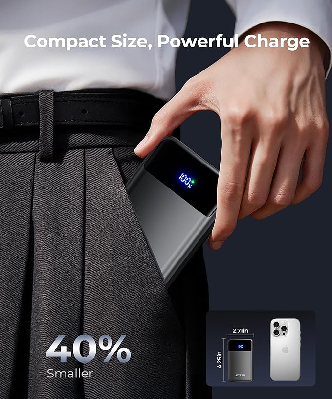 Portable Charger Power Bank - 30000mAh 65W Laptop Travel Essentials Battery Pack USB C Built in Cable Phone Fast Charging Compatible with iPhone 16 15 14 13 iPad MacBook Samsung Google (Black)