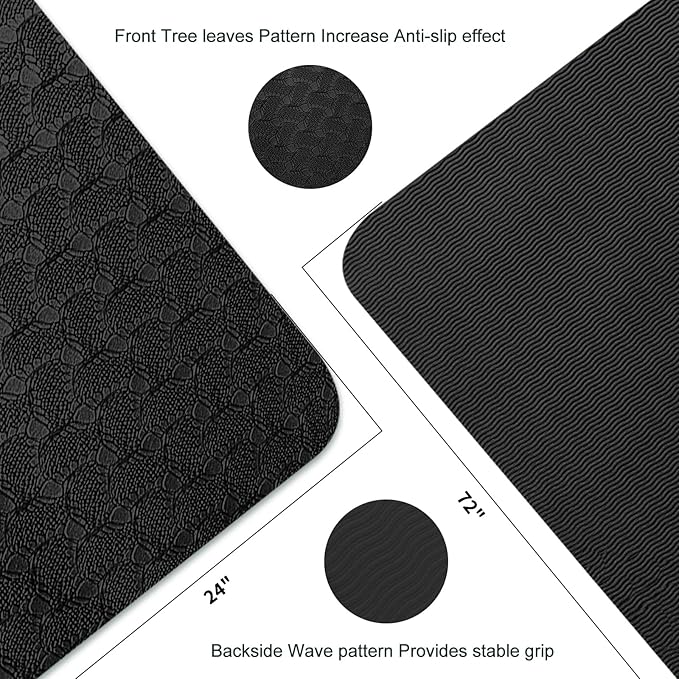 Yoga Mat 1/3 inch QMKGEC Exercise Mats 8mm TPE Non-Slip Extra Thick High-Density Eco Friendly for Yoga Workout Pilates Yoga Mats for Women Men