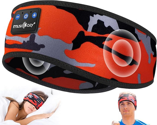 MUSICOZY Sleep Headphones Bluetooth 5.4 Headband, Wireless Earphones Music Sleep Earbuds Sleeping Eye Mask with HD Stereo Speakers for Workout Running Travel Yoga, Ideal Gifts for Women Men