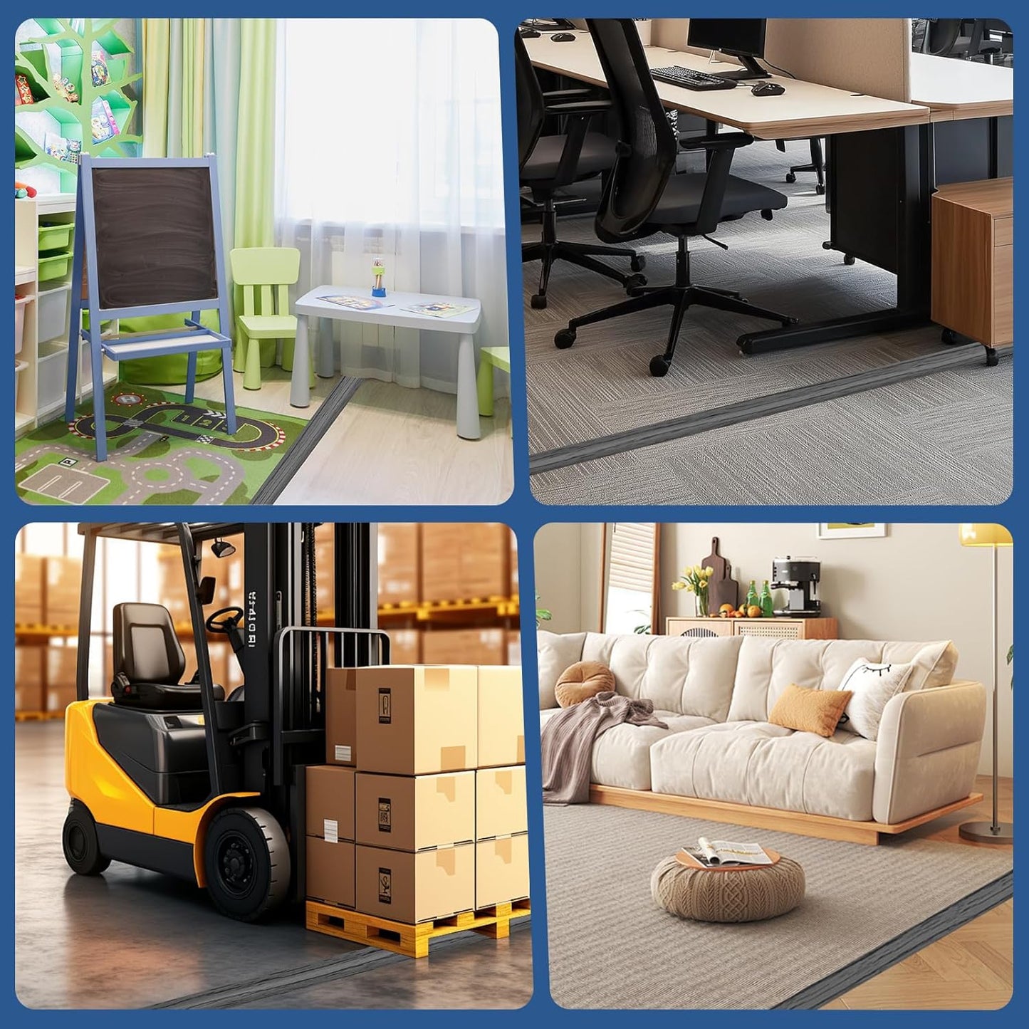 Floor Cord Cover for Wires on Floor Self Adhesive Cord Hider Floor Cable Management Wire Covers for Cords Protector Prevent Cable Trips Cord Cavity W 0.59" x H 0.31", Deep Gray Wood, 3.3Ft