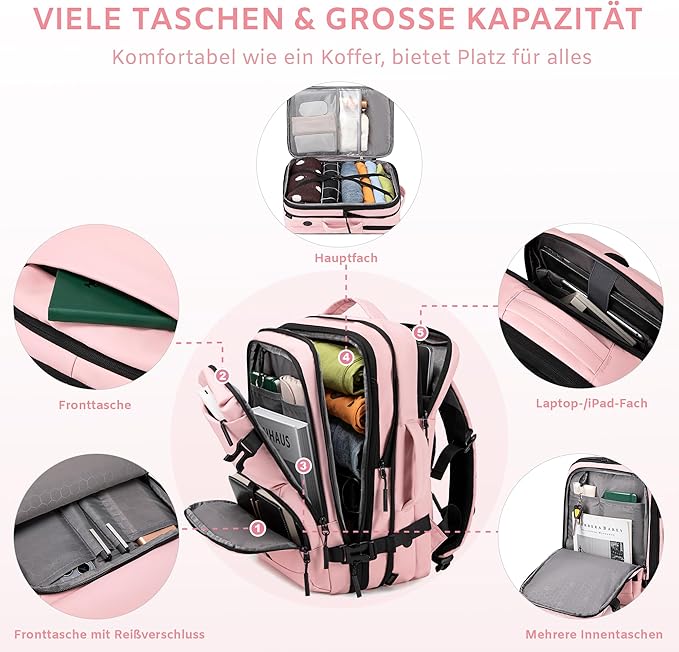 Carry On Travel Backpack, 35L-40L Expandable Extra Large Airline Approved,Lightweight Daypack for Men and Women