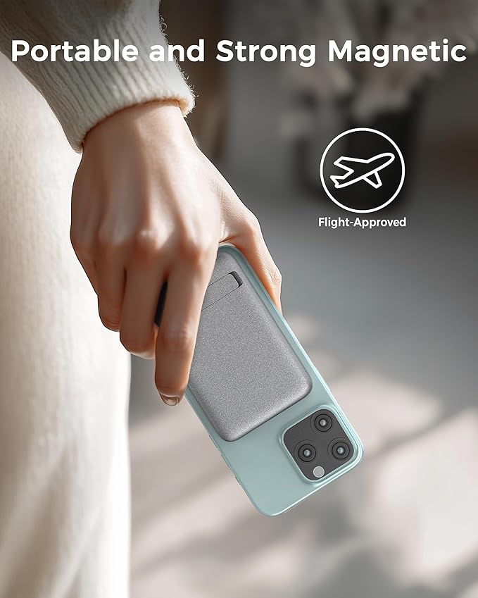 Wireless Portable Charger Qi2, 10,000mAh Magnetic Power Bank with PD 35W Fast Charging, Battery Pack with Built-in USB-C Cable and Stand, Travel Essentials for iPhone 16/15 Series