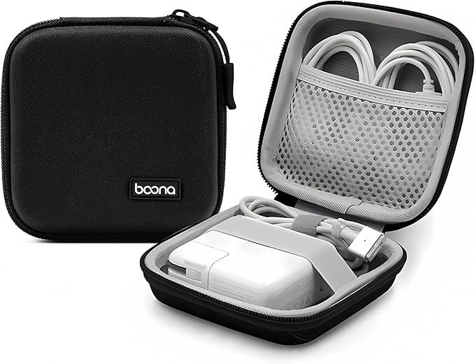 Small Travel Carrying Storage Case, 4.4"x4.4" Charger Organizer, Pouch compatible with MacBook Power Adapter, Laptop Accessories Cables, Cords, USB Drives, Earphones