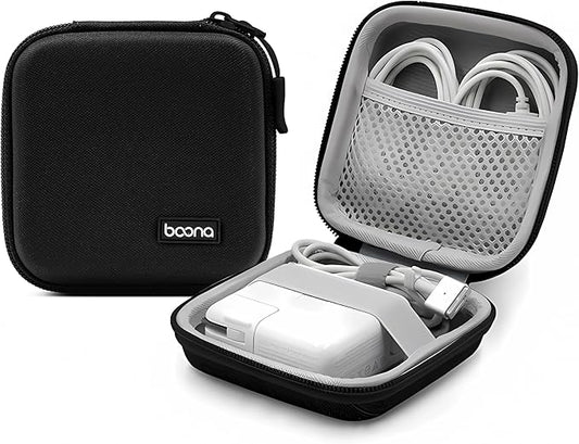 Small Travel Carrying Storage Case, 4.4"x4.4" Charger Organizer, Pouch compatible with MacBook Power Adapter, Laptop Accessories Cables, Cords, USB Drives, Earphones