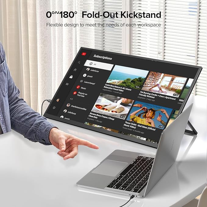 EVICIV 22” Portable Monitor QLED | 2K Portable Laptop Monitor | 180°Adjustable Kickstand & VESA | FreeSync, HDR | 350Nits | 100% DCI-P3 | Type C, HDMI |Large Gaming Second Screen for Laptop, Switch