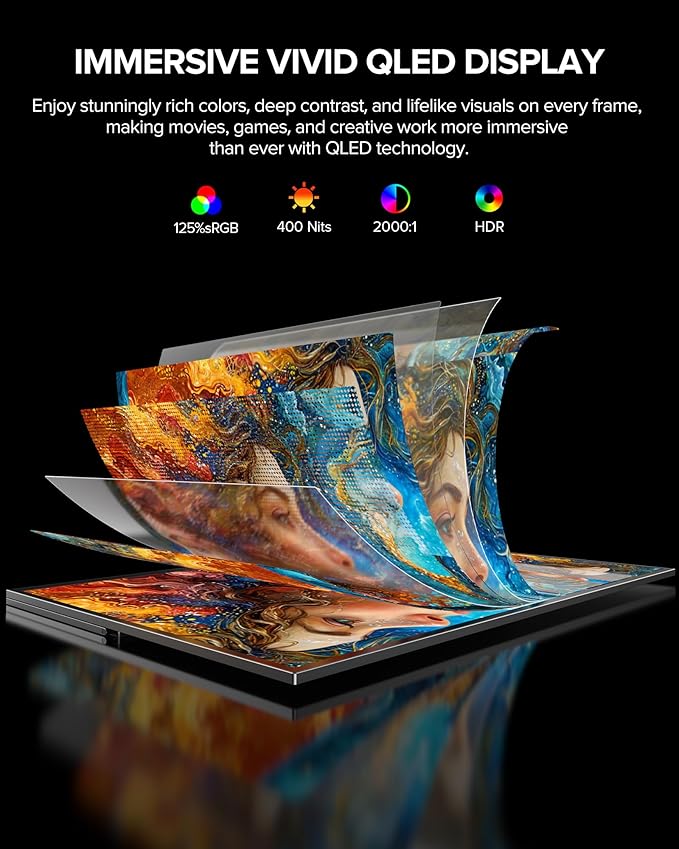 UPERFECT 24" Portable Monitor Touchscreen 120Hz 1080P 100% sRGB w/Built-in Stand & VESA, HDMI USB-C Travel Monitor for Laptop/MacBook/SteamDeck/Phone/Mini PC, External Second Screen for Gaming & Work