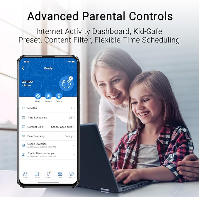 ASUS RT-BE58U WiFi 7 BE3600 AiMesh Extendable Router, 4K-QAM, MLO, AI Detection 2.5G Port, Four 1G Ports, Commercial-Grade Network Security, Parental Control, IoT Network, Kid’s Network, VPN Network