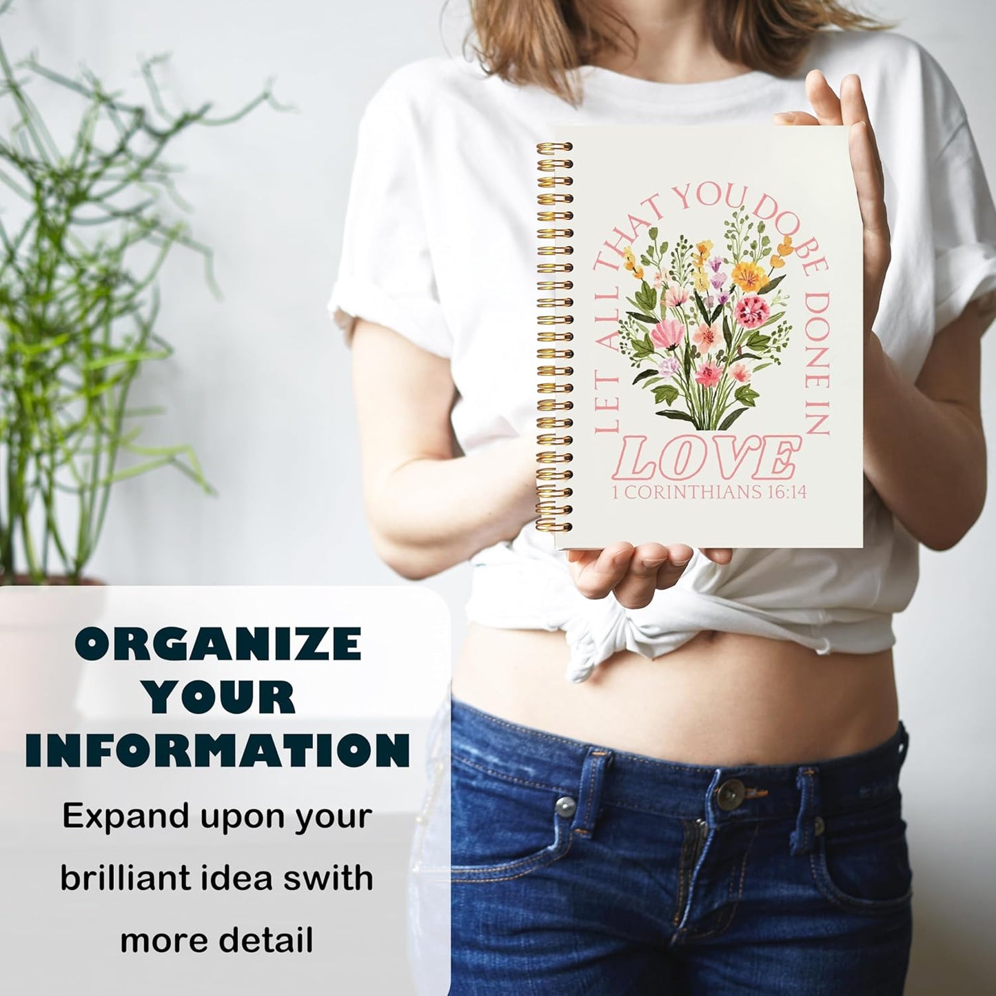 BearCake Prayer Journal for Women, Bible Journaling Notebook, Christian Gifts for Women, Let All That You Do Be Done in Love Prayer Journal for Women, Bible Journal Hardcover Spiral Notebook 5.5x8.3