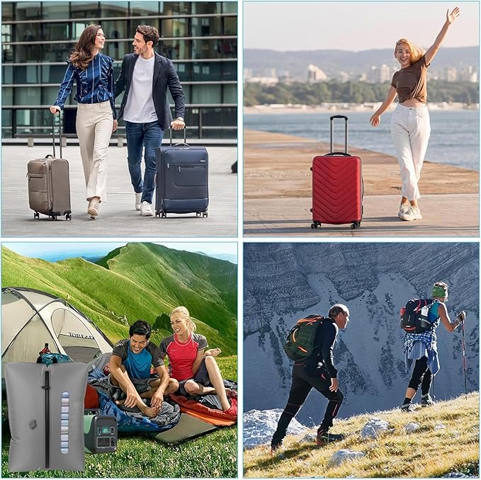 2025 Vacuum Bags for Travel with See-Through Window & 5KPa Pump Space Saver Vacuum Seal Bags for Clothing Travel IP67 Reusable Packing Organizers for Luggage, Backpack, Suitcase Grey 1PC+Pump