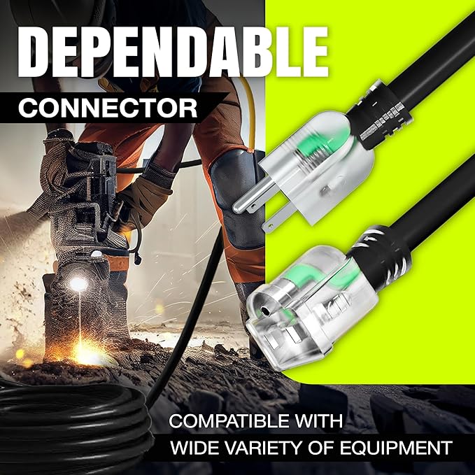 100ft Outdoor/Indoor Extension Cord 14/3 Gauge Heavy Duty 3 Prong SJTW, Waterproof, Flexible Cold-Resistant Long Power Cord,13A 125V 1625W, Black by LifeSupplyUSA