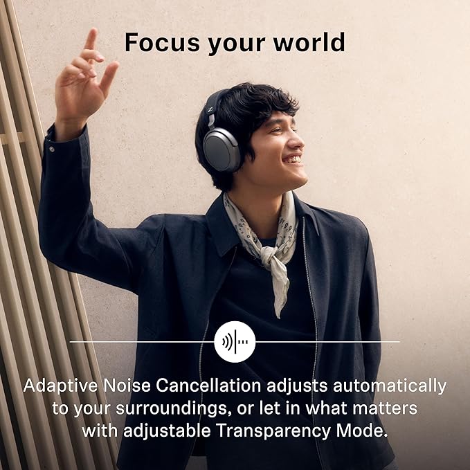 Sennheiser Consumer Audio Momentum 4 Wireless Headphones - Bluetooth Headset for Crystal-Clear Calls with Adaptive Noise Cancellation, 60h Battery Life, Lightweight Folding Design - Black/Copper