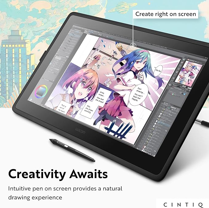 Wacom Cintiq 22 Drawing Tablet with Screen, 21.5" Full HD Display Graphic Arts Tablet Includes Pro Pen 2 w/ Tilt Response, Graphic Design Animation Display Pad for Mac, PC