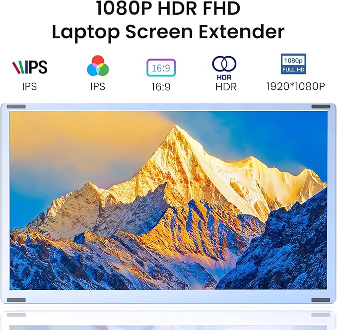 Redalf Laptop Screen Extender, 15.6" FHD 1080P Triple Portable Laptop Monitor Extender with Type-C USB HDMI Plug-Play for Mac, Windows, Chrome, Android, Fits All Laptops