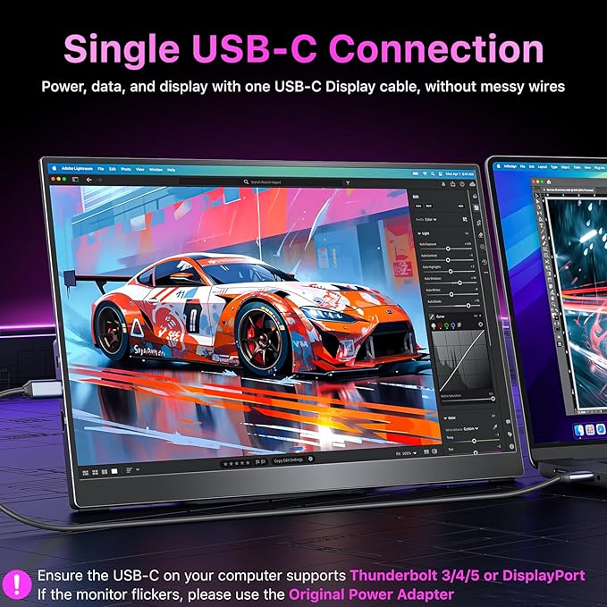 Portable Monitor 16 inch 2.5K QHD 100% sRGB 120Hz, Travel Monitor for Laptop MacBook Surface PC Xbox PS5, HDMI Dual USB-C VESA Compatible Built-in Speaker, with Kickstand